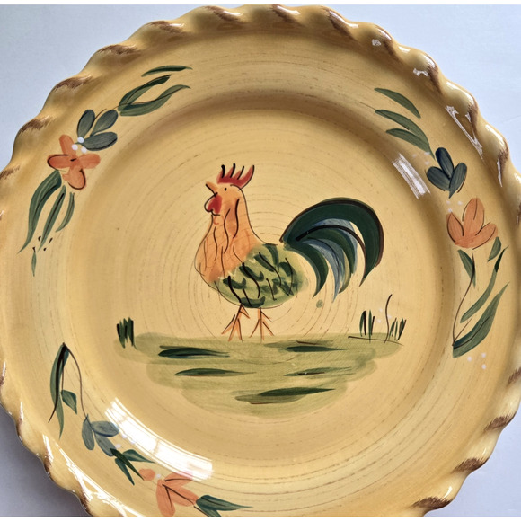 Target Home Rooster Salad Plate Hand Painted Yellow Stoneware Retro Farmhouse - Picture 3 of 8